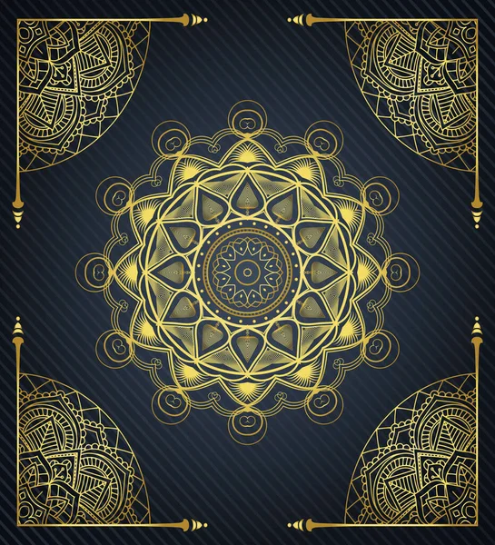 Роскошный Орнаментальный Мандала Дизайн Черный Фон Золотом Цвете Вектор Рамадан — стоковое фото