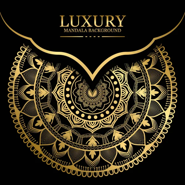 Luxusní Dekorativní Mandala Design Černé Pozadí Zlaté Barvě Vektor Ramadán — Stock fotografie