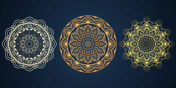Lüks altın mandala illüstrasyon vektör arkaplan 3 tasarım Bandele paketi