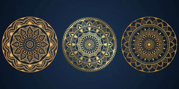 Lujo Oro Mandala Ilustración Vector Fondo Diseño Bandele Pack — Vector de stock