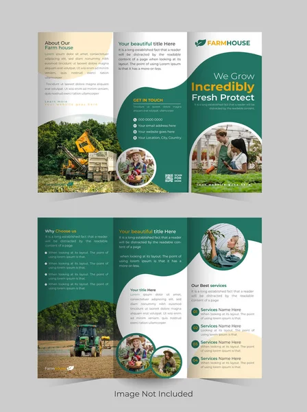 Organic Farming Tri Fold Brochure Template Agriculture Farming Brochure Template — Stok Vektör