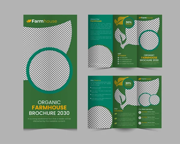 Organic Farming Tri Fold Brochure Template Agriculture Farming Brochure Template —  Vetores de Stock