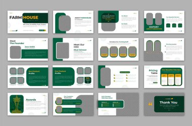 Farming presentation slide template or agriculture farming presentation template vector layout, Organic Farming Minimal green Environment slide presentation template design. organic product business clipart