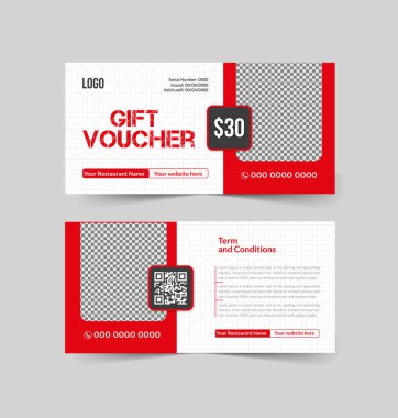 Gift card, coupon design for a food business, or Discount voucher fast food template design