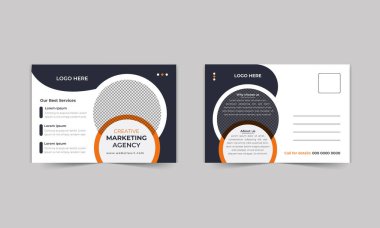 Corporate business postcard design, company services promotion postcard template