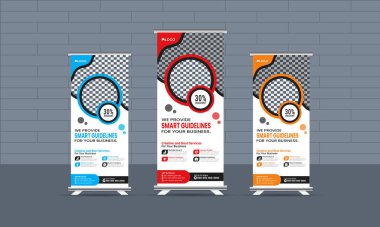 Creative Business corporate marketing Roll-Up Banner design vector template design, business roll-up display standee for presentation