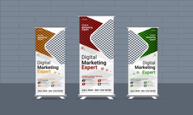 Creative Business corporate marketing Roll-Up Banner design vector template design, business roll-up display standee for presentation