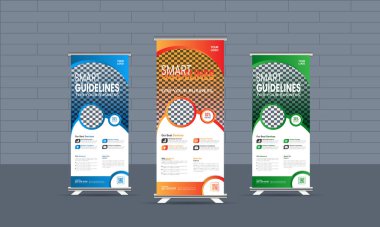 Creative Business corporate marketing Roll-Up Banner design vector template design, business roll-up display standee for presentation