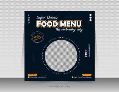 Food menu social media post banner template Layout design for marketing on social media banners or food  restaurant  Instagram post online banner vector layout