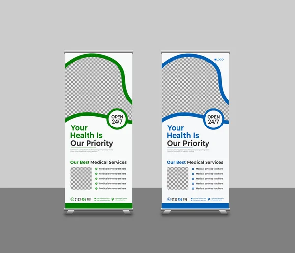 Medical Healthcare Roll Banner Template Medical Services Promotion Roll Banner — Wektor stockowy