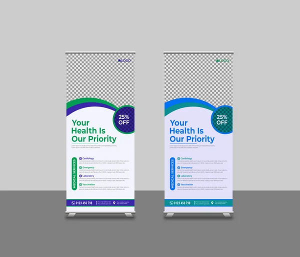 Medical Healthcare Roll Banner Template Medical Services Promotion Roll Banner — Wektor stockowy