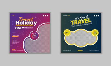 Travel holiday vacation and tourism Instagram post or social media post template or travel agency social media post vector template design