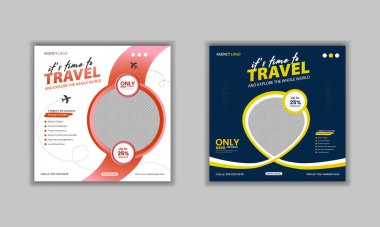 Travel holiday vacation and tourism Instagram post or social media post template or travel agency social media post vector template design