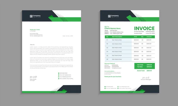 Creative Modern Unique Clean Professional Corporate Company Business Letterhead Invoice — Stock Vector