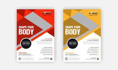 Fitness Spor Salonu Pilotu ve Poster Şablonu veya Spor Salonu Tasarımı veya Profesyonel Spor Salonu Modeli