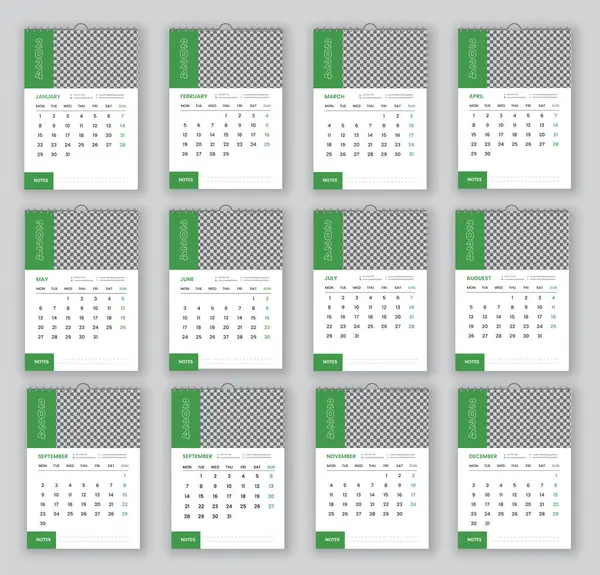Calendar 2024 Year Week Starts Sunday Planner Layout Set — Stock Vector