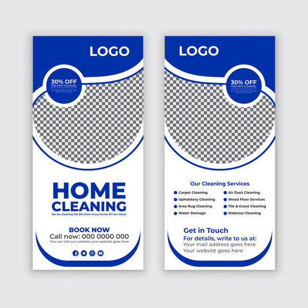 Home cleaning service Dl flyer template, or rack card for roof cleaning, window cleaning, office cleaning, junk dust removal, and Multipurpose Cleaning service rack card and leaflet layout