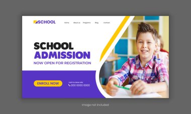 Eðitim web sitesi web sitesinin ana sayfası ve iniş sayfası kahraman bölümü için web afişi tasarımı.