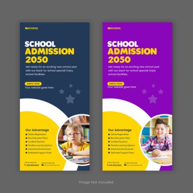  Okul giriş broşürü tasarımı veya okula dönüş renkli raf şablonu