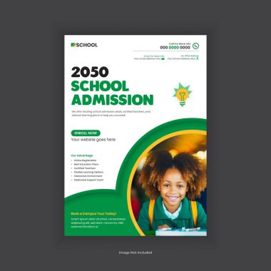 School admission flyer design and back-to-school Modern Poster, leaflet template clipart