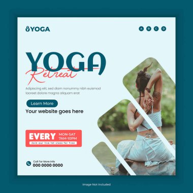 Yoga sınıfı sosyal medya afiş şablonu. Meditasyon Sosyal medya post tasarımı düzeni