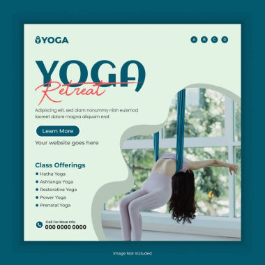 Yoga sınıfı sosyal medya afiş şablonu. Meditasyon Sosyal medya post tasarımı düzeni