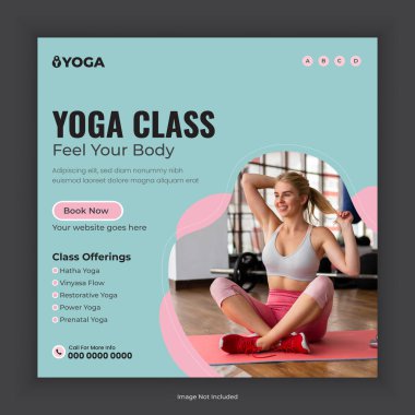 Yoga sınıfı sosyal medya afiş şablonu. Meditasyon Sosyal medya post tasarımı düzeni