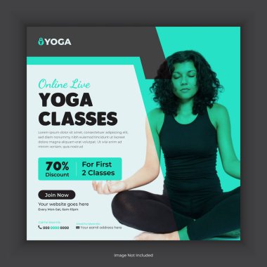 Yoga sınıfı sosyal medya afiş şablonu. Meditasyon Sosyal medya post tasarımı düzeni