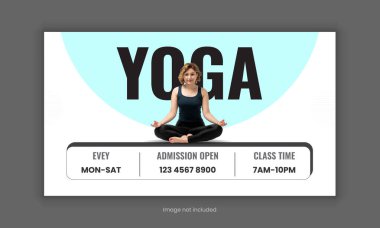 Yoga sınıfı web sitesi iniş sayfası kahraman bölüm UI şablonu. Web sayfası tasarımı ve cep telefonu 