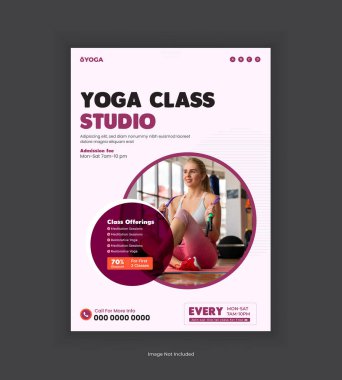 Yoga ve meditasyon broşürü ve A4 boyutlu yoga sınıfı poster tasarımı veya Yoga Stüdyo broşürü tasarım şürü