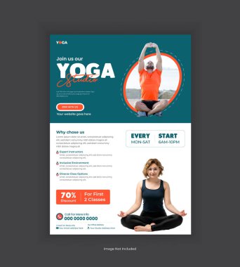 Yoga ve meditasyon broşürü ve A4 boyutlu yoga sınıfı poster tasarımı veya Yoga Stüdyo broşürü tasarım şürü