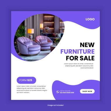  Lüks mobilya sosyal medya post tasarımı veya ev mobilyası tanıtım şablonu