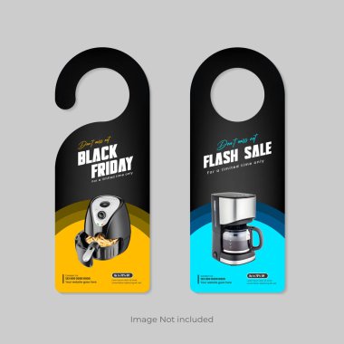 Exclusive Super Sale door an exclusive Gadgets Mega Sale hanger Design Templateger Design Template, Black Friday home appliance accessories door hanger design template and  clipart