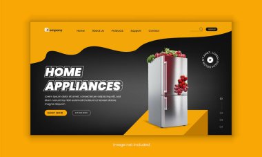 Home Appliance Sale landing page user interface, user experience design template, and Kitchen interior equipment Mega offers a website banner design clipart