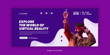 Metaverse Sanal Gerçeklik Atölyesi Facebook kapak tasarım şablonu, Metaverse sanal gerçeklik teknolojisi atölyesi sosyal medya kapak tasarım şablonu