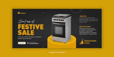 Festive sale Home Appliance Sale Facebook cover design and new arrival home appliance Gadgets Mega sale social media banner template clipart