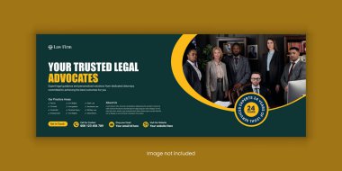 Law Firm Services Social Media Banner Design or Law Consulting online banner Design Template and Flat Law Firm Advertising Web Banner Layout clipart