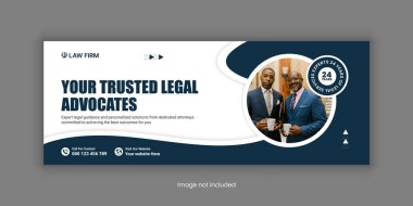 Law Firm Services Social Media Banner Design or Law Consulting online banner Design Template and Flat Law Firm Advertising Web Banner Layout clipart