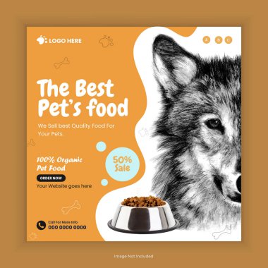  Pet Food Store Social Media Post and Animal Food Instagram Post Square Flyer Design Template clipart