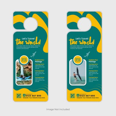 Tatil, Turizm, Seyahat ve Macera Paketleri için Askı Tasarım Şablonu. Tatil anlaşmaları, seyahat acenteleri ve özel teklif ve indirimleri tanıtmak için tur operatörleri için mükemmel.