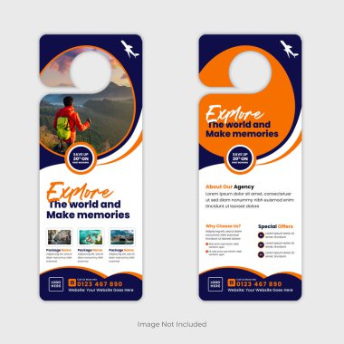 Tatil, Turizm, Seyahat ve Macera Paketleri için Askı Tasarım Şablonu. Tatil anlaşmaları, seyahat acenteleri ve özel teklif ve indirimleri tanıtmak için tur operatörleri için mükemmel.