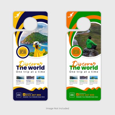 Tatil, Turizm, Seyahat ve Macera Paketleri için Askı Tasarım Şablonu. Tatil anlaşmaları, seyahat acenteleri ve özel teklif ve indirimleri tanıtmak için tur operatörleri için mükemmel.