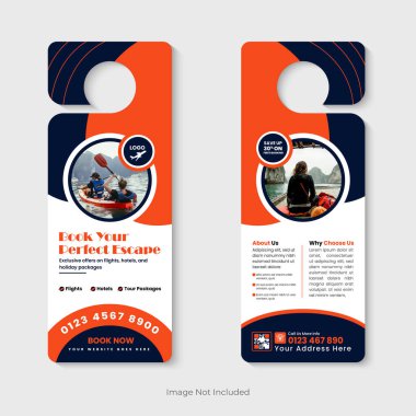 Tatil, Turizm, Seyahat ve Macera Paketleri için Askı Tasarım Şablonu. Tatil anlaşmaları, seyahat acenteleri ve özel teklif ve indirimleri tanıtmak için tur operatörleri için mükemmel.