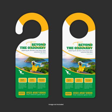 Tatil Tanıtımları, Macera Turları ve Turizm Pazarlama İçin Göz Algılayıcı Kapı Askısı Şablonu