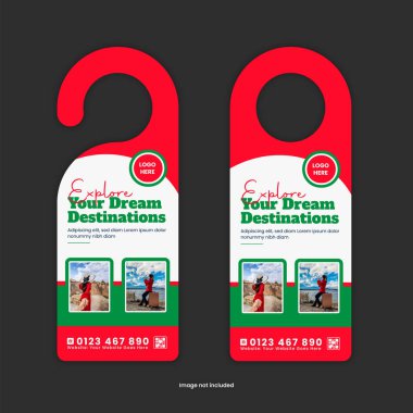 Tatil Tanıtımları, Macera Turları ve Turizm Pazarlama İçin Göz Algılayıcı Kapı Askısı Şablonu