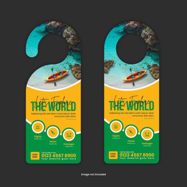 Tatil Tanıtımları, Macera Turları ve Turizm Pazarlama İçin Göz Algılayıcı Kapı Askısı Şablonu