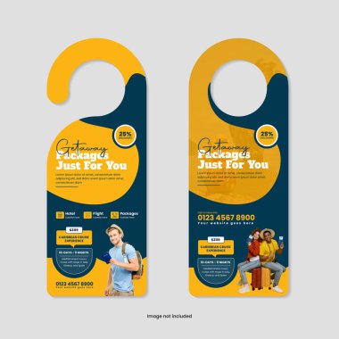 Tatil Tanıtımları, Macera Turları ve Turizm Pazarlama İçin Göz Algılayıcı Kapı Askısı Şablonu