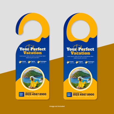 Tatil Tanıtımları, Macera Turları ve Turizm Pazarlama İçin Göz Algılayıcı Kapı Askısı Şablonu