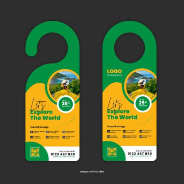 Tatil, Turizm, Seyahat ve Macera Paketleri için Askı Tasarım Şablonu. Tatil anlaşmaları, seyahat acenteleri ve özel teklif ve indirimleri tanıtmak için tur operatörleri için mükemmel.