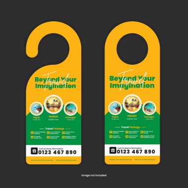 Tatil, Turizm, Seyahat ve Macera Paketleri için Askı Tasarım Şablonu. Tatil anlaşmaları, seyahat acenteleri ve özel teklif ve indirimleri tanıtmak için tur operatörleri için mükemmel.